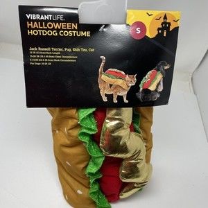 New Vibrant Life Hotdog Halloween Dog Costume Size‎ S Jack Russell Cat  13”
